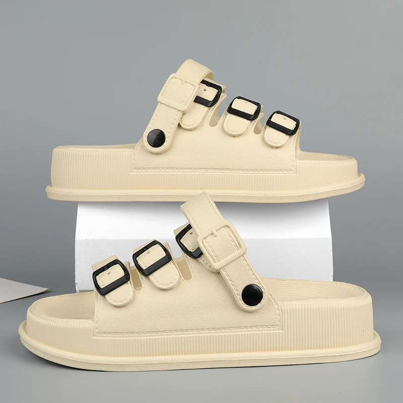 Mens Flat Sandals Platform Thick Soles 4.5cm Summer Beach Shoes Casual Style Sandalias Hombre Sandles Sandale Homme