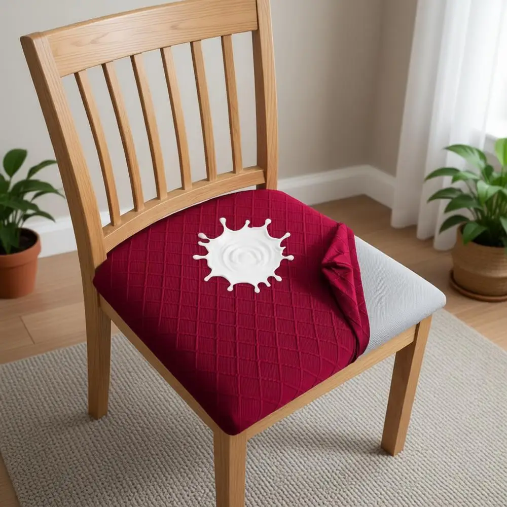 

100% водонепроницаемые чехлы для сидений, набор из 6 моющихся чехлов для обеденных стульев, красные