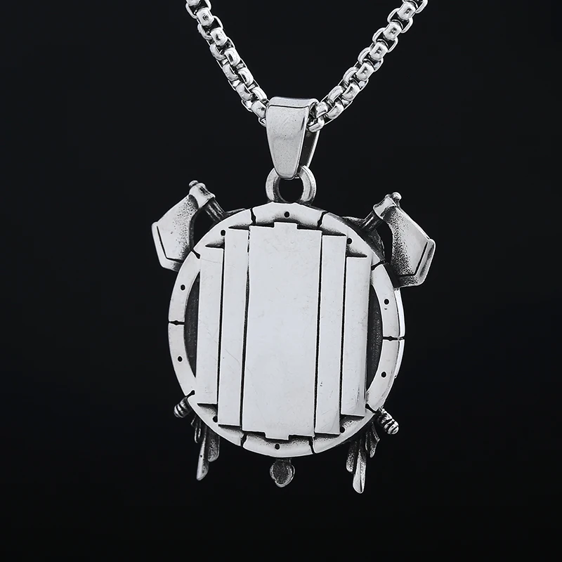 Biker 2024 New Punk 316L Stainless Steel Unique Style Viking Roman Helmet Mask Knight Axe Wrrior Pendant Necklace For Man Women - view 6