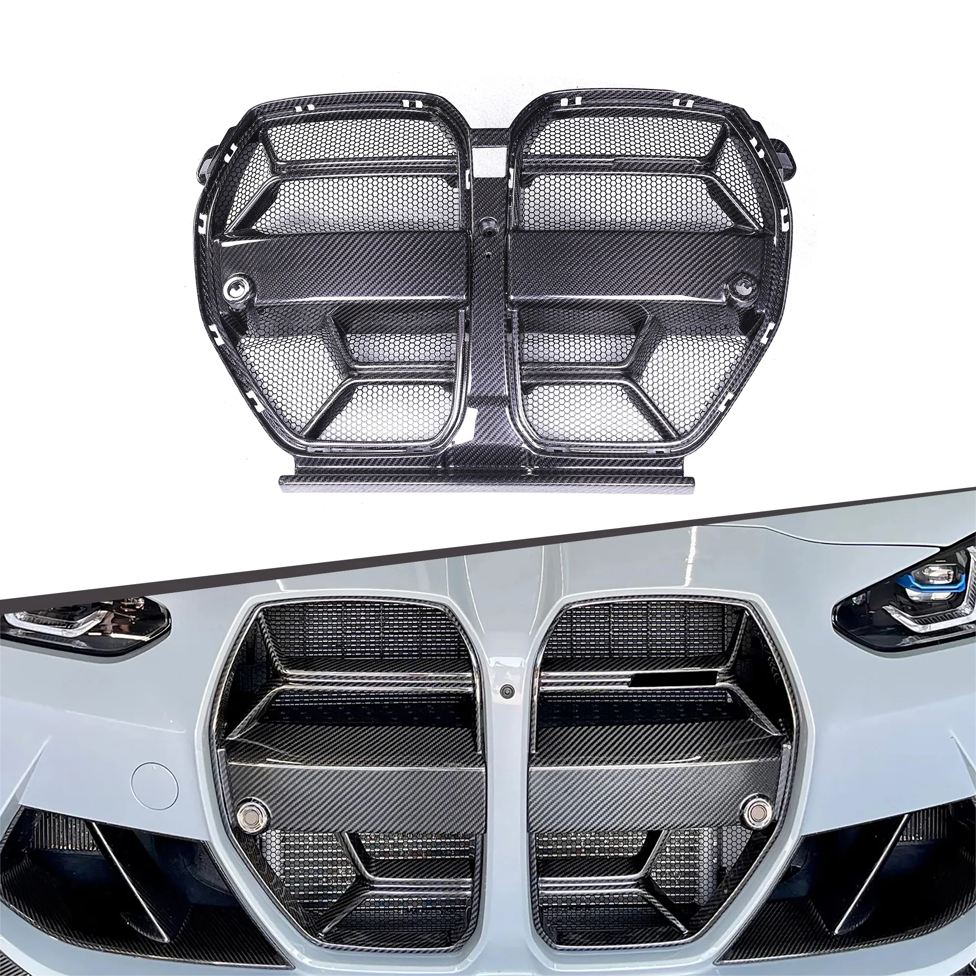 

New Updated CSL Style Dry Carbon Front Grille With Nets For M3 M4/G80 G82 G83 Without ACC