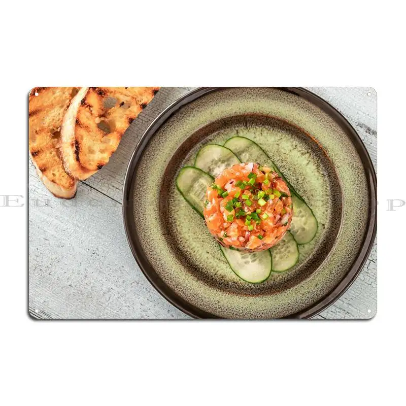 Salmon Tartare Metal Plaque Poster Wall Decor Garage Decoration Club Customized Wall Cave Tin Sign Poster