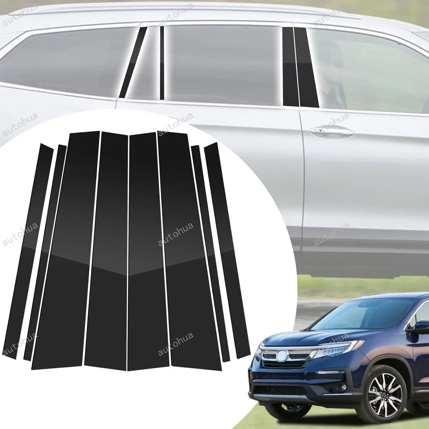

Door Pillar Post Trim for Honda Pilot 2016-2022 Side Door Pillar Anti Scratch Glossy PC Stickers Cover Moldings 6-pcs