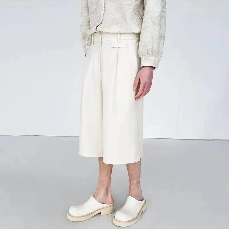 LUZHEN Trousers 2026 Summer Fashion Fold Cropped Design Straight Men's New Pockets Decorate Elegant Korean Handsome Pants JY7574
