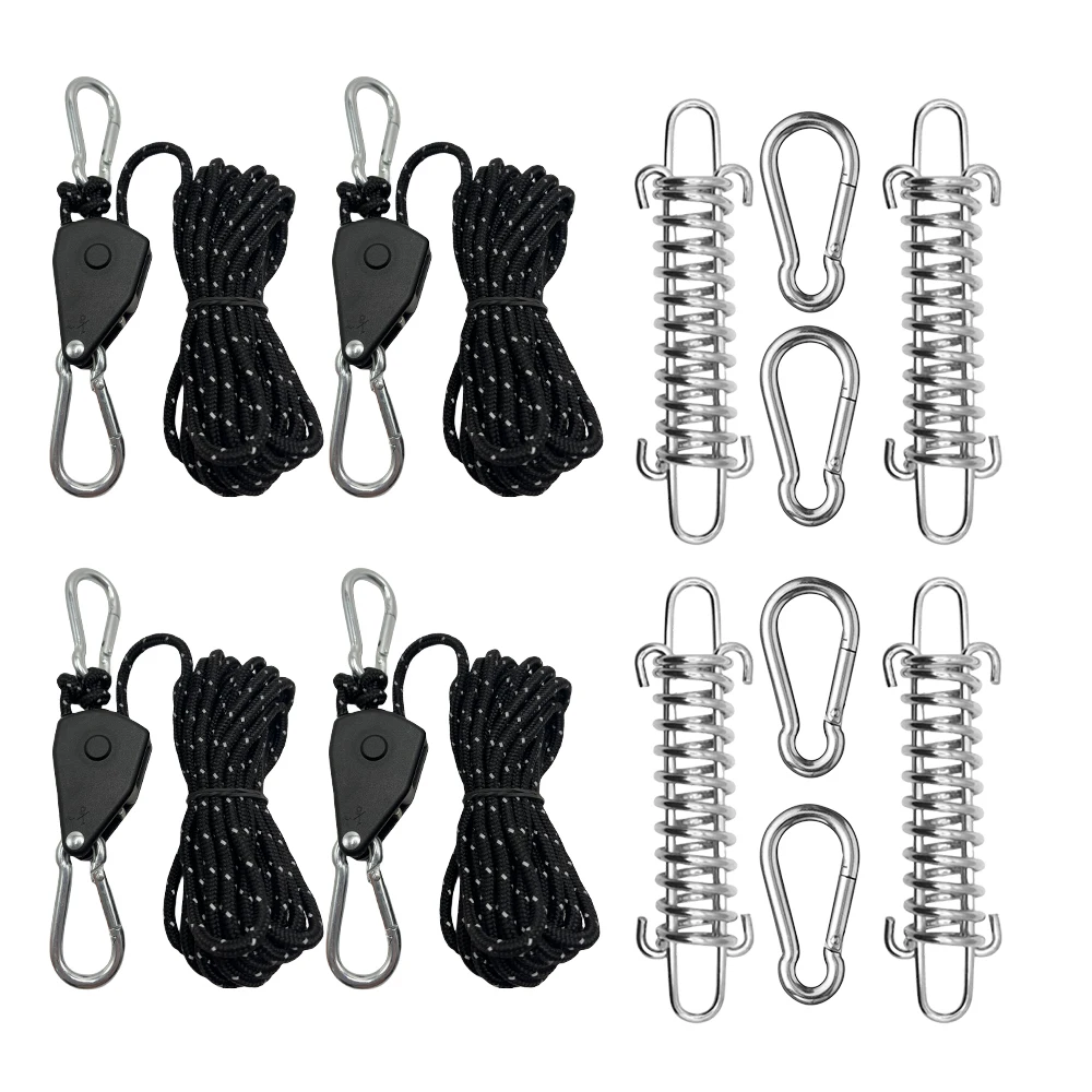 12 stks/set Tent Wind Touw Lente Gesp 4mm 4m Camping Reflecterende Tent Vastbinden Touw Spanner Bevestiging wind Touw Vaste Haak