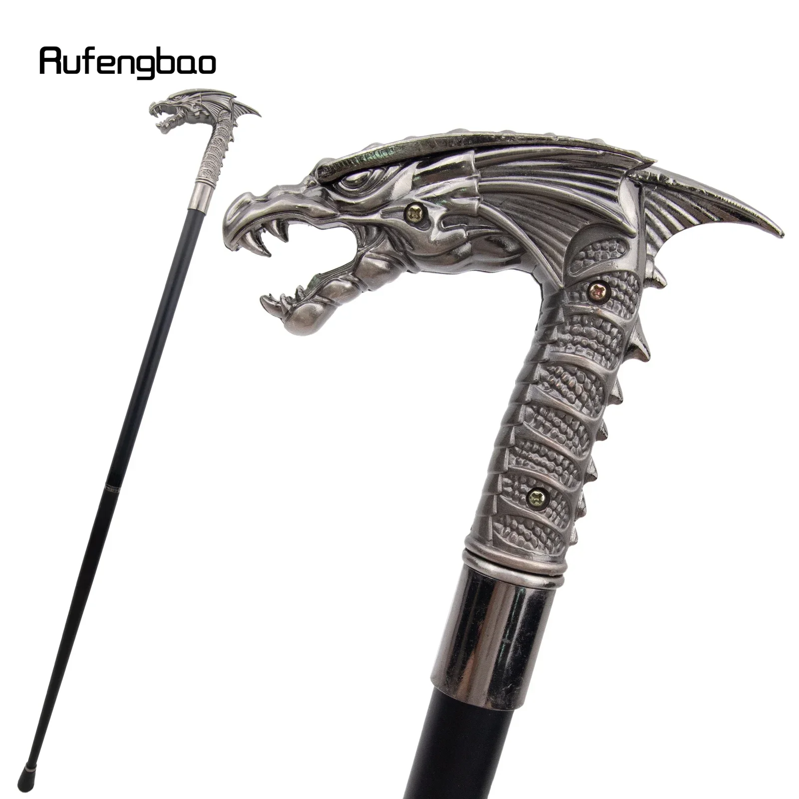 

Silver Wing Dragon Head Fashion Walking Stick Cospaly Vintage Party Fashionable Cane Crosier 91cm Performance Stage Cane