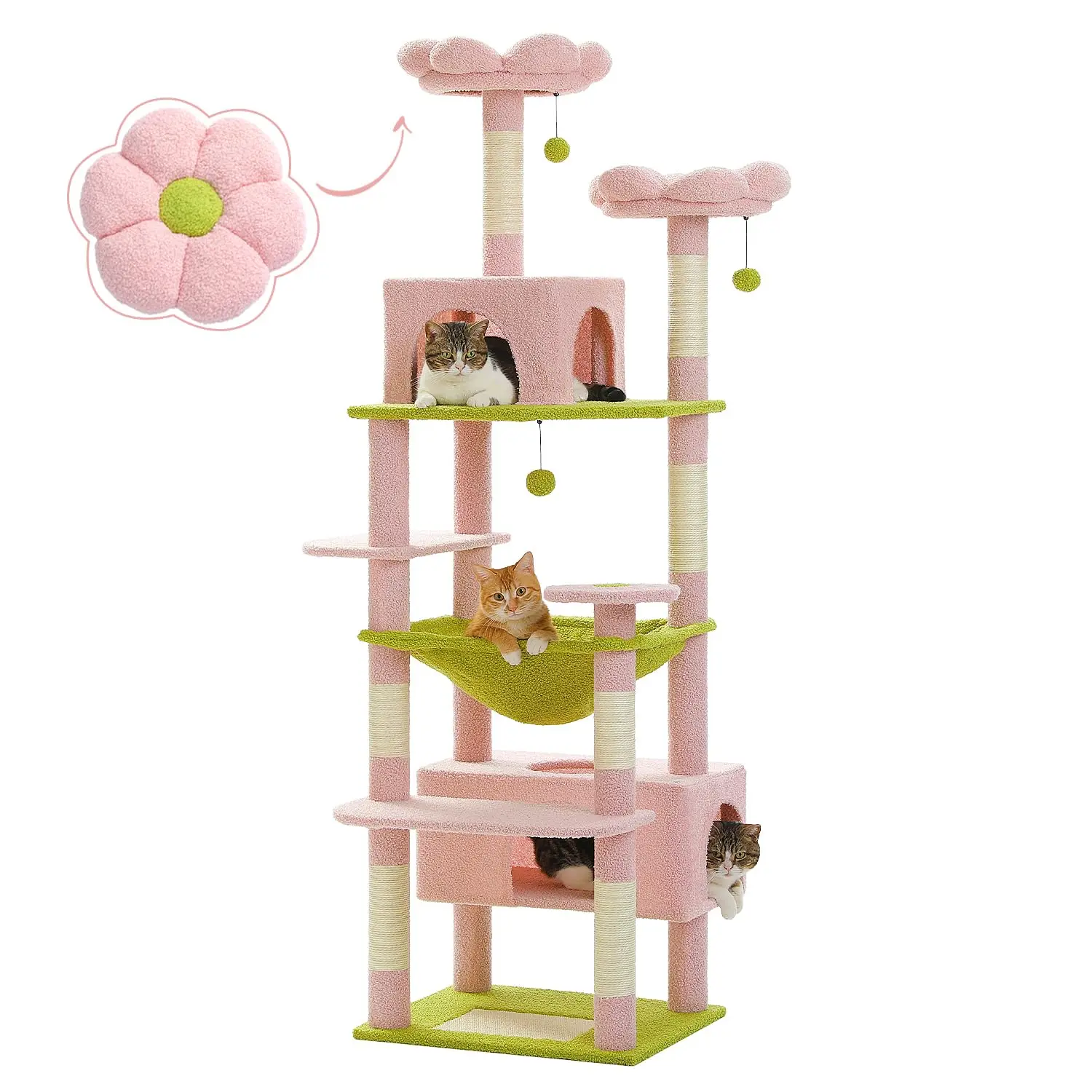 XIANGLONG Solid Wood Cute Pet Furniture Large Climbing Frame Scratching Board Jumping Platform Cat Tower Toys Cat Tree