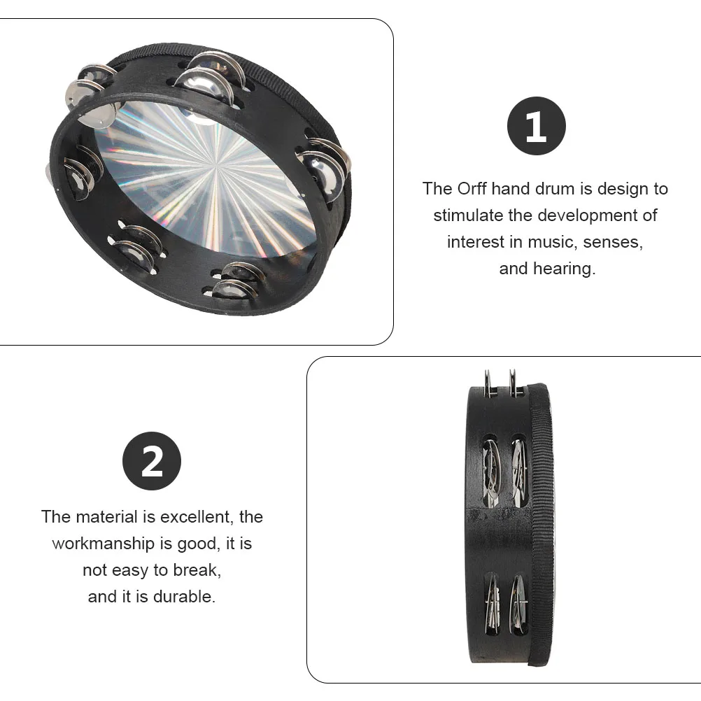 

Hand Bell Drum Double Row Tambourine Stainless Steel Percussion Durable Musical Instrument for Kids Safe Non-Toxic Material