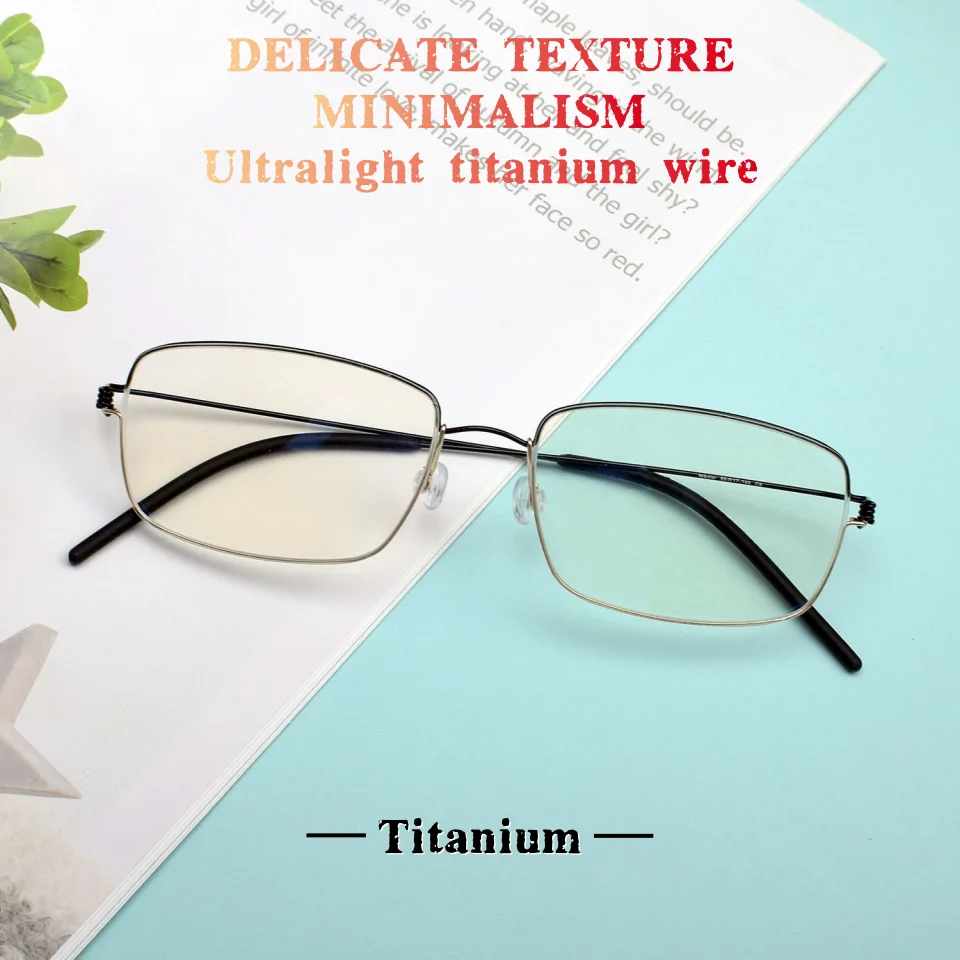 

Модные квадратные ультралегкие очки в оправе из титановой проволоки для мужчин и женщин, повседневные деловые очки для чтения по рецепту