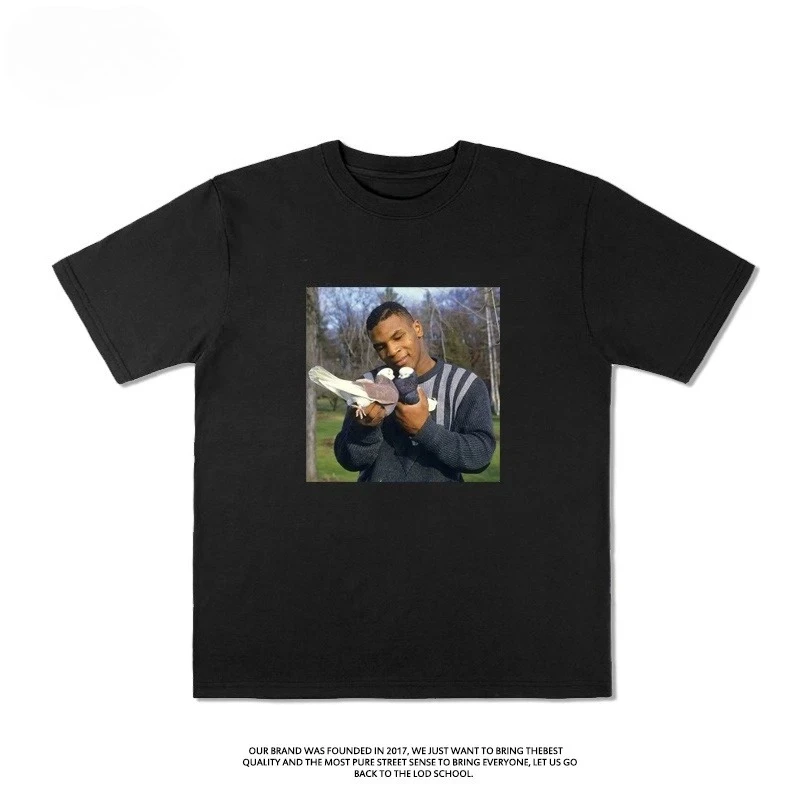 الأوروبية الأمريكية خمر مايك تايسون تي شيرت الصيف القطن قصير الأكمام الملاكمة بطل مطبوعة المحملة