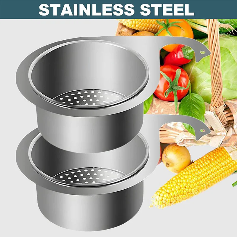 Stainless Steel Sink Drain Basket Storage Rack Hanging Filter For Kitchen Double Layer Removable Drainage Strainer