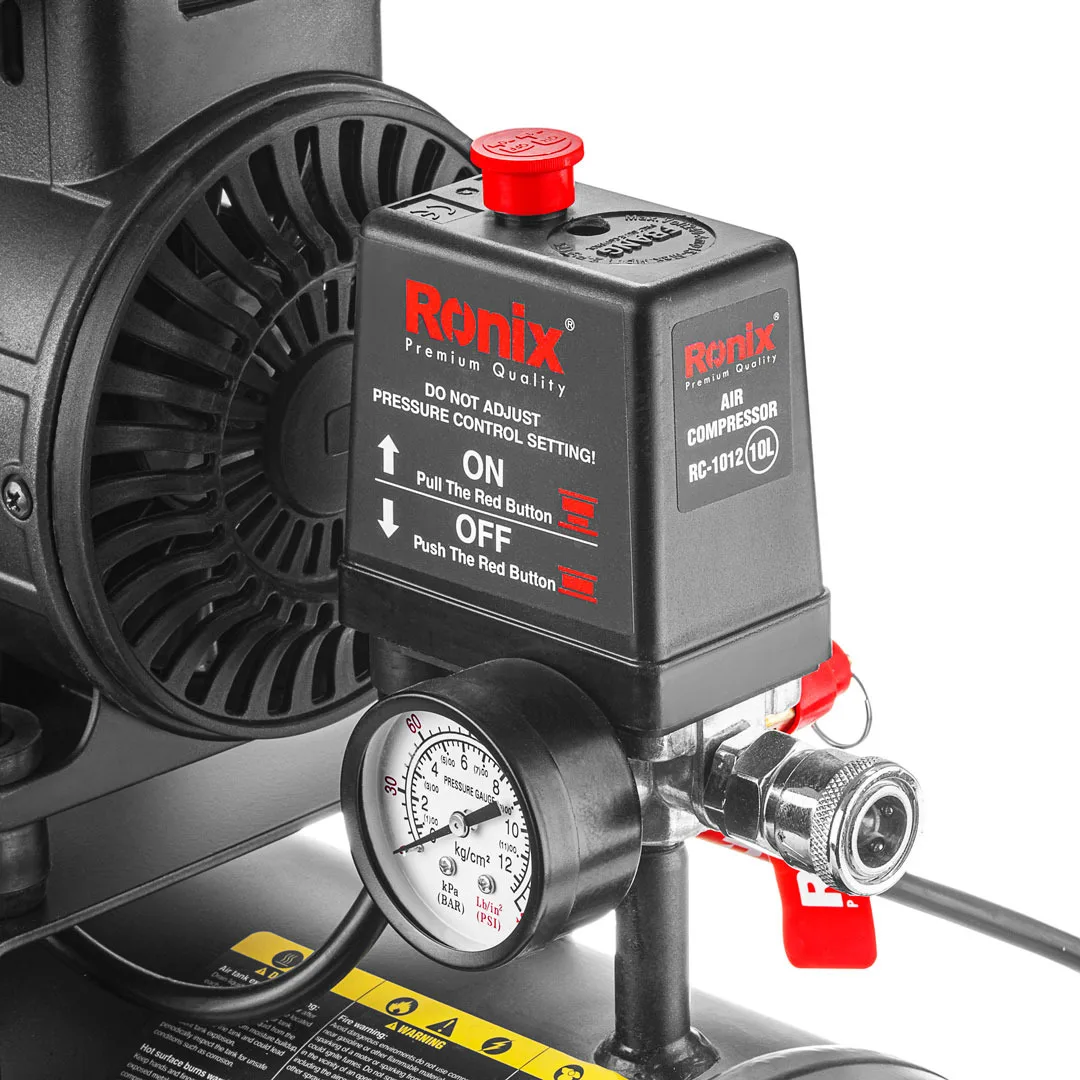 Ronix Rc-1012 10L Ultra Quiet Air Compressor 1.7 Hp Oil-Free Peak 2800Rpm Air Compressor Silent Portable