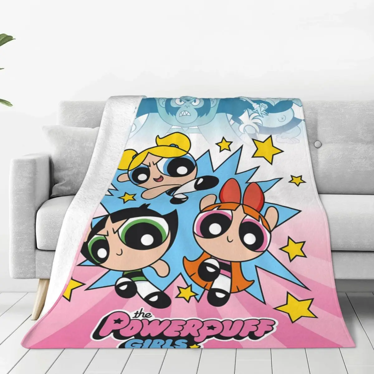 The Powerpuff Girls Flannel Blanket Warm Soft Throw Blanket for Couch Chair Airplane Travel Graphic Bedspread Sofa Bed Cover