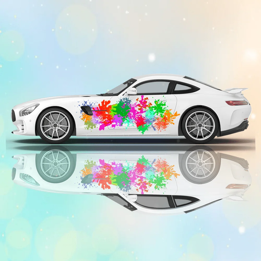 

Colorful Splash Fluorescence Car Vinyl Wraps Decal Self-adhesive PVC Sticker Suitable for Trucks SUV Decor Auto Accessories Gift