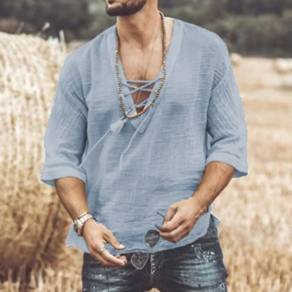 Men\'s White T-shirt Summer Top Casual Shirt Man Blouse Short Sleeve Cotton Linen Shirts Men Loose Shirt Silk