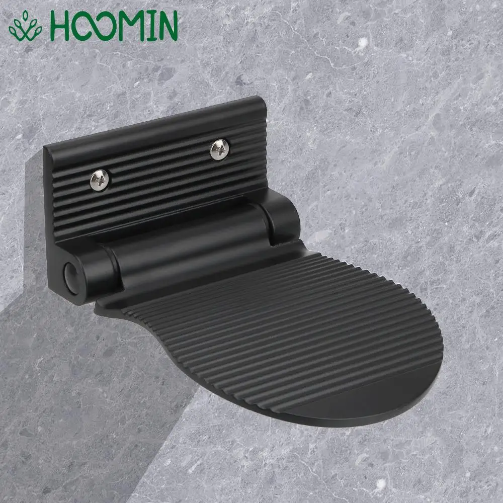 Folding Hardware Aluminium Alloy Shoe Shine Pedal Bathroom Rest Pedestal Black/Silver Shower Footstool Anti-slip Footrest