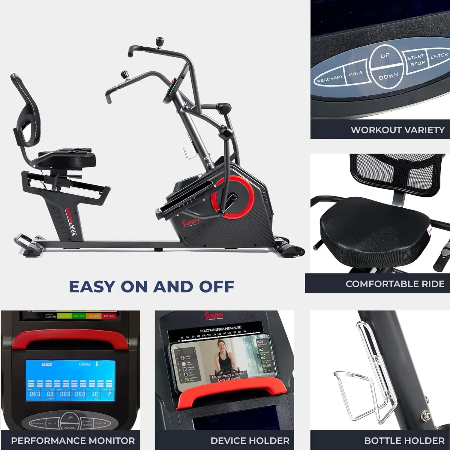 Health & Fitness Elite Recumbent Cross Trainer & Elliptical Machine with Arm Exercisers, Easy Adjust Seat, with Exclusive