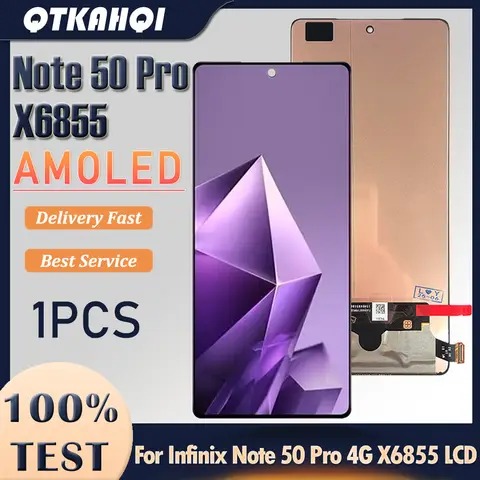 6.78 "AMOLED pour Infinix Note 50 Pro 4G LCD X6855 écran tactile assemblée numériseur pour infinix Note50 Pro LCD remplacement