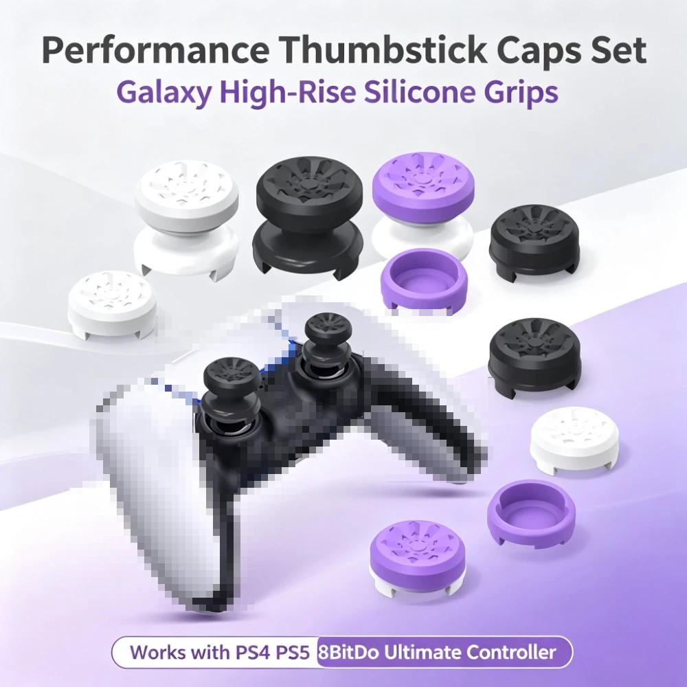 FPS High‑Rise Thumbstick Grips Galaxy Silicone Joystick Caps for PS4 PS5 8BitDo Ultimate Controller Anti‑Slip Stick Covers