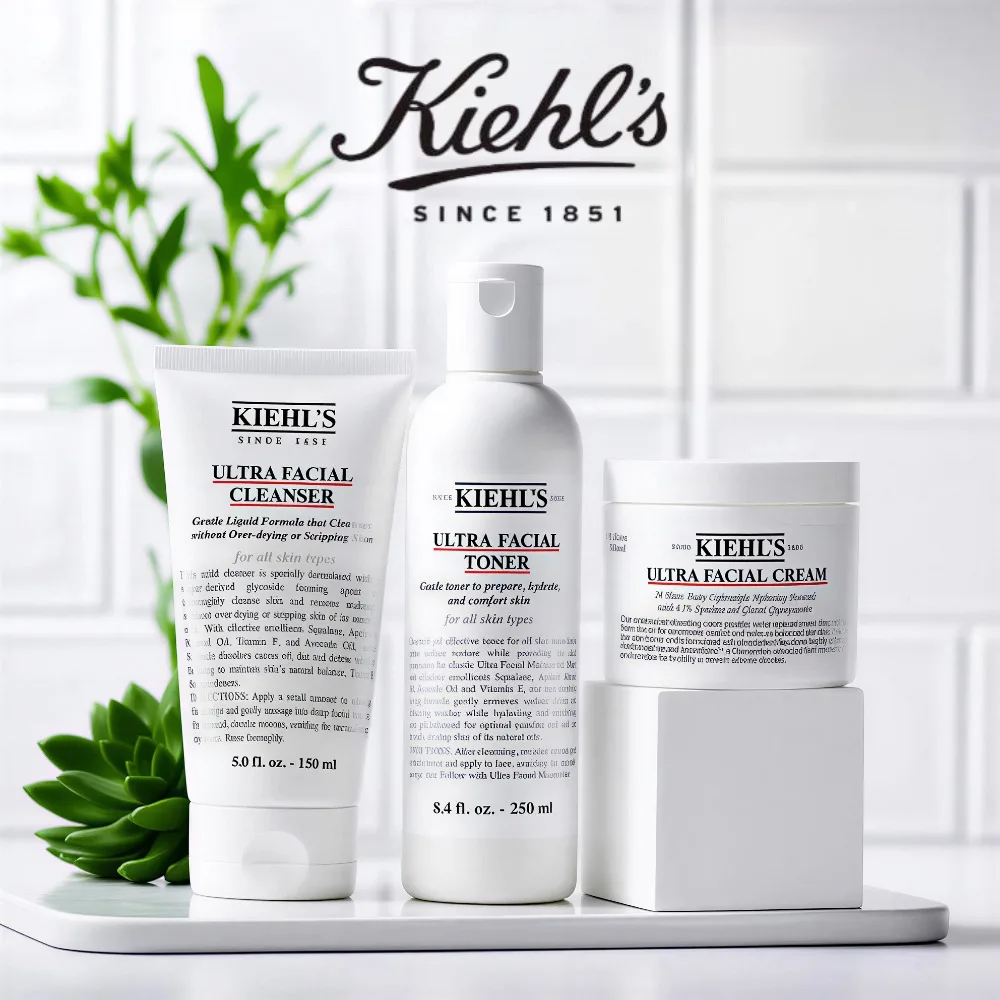 

Kiehl's Ultra Facial 3-Piece Skincare Regimen (Facial Cleanser 150ml / Toner 250ml / Moisturizing Cream 125ml)