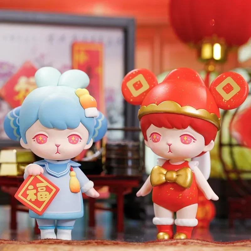 POP MART Bunny Happy Spring Festival Series Action Figure Mystery Box Cartoon Model Collection Blind Box Surprise Original