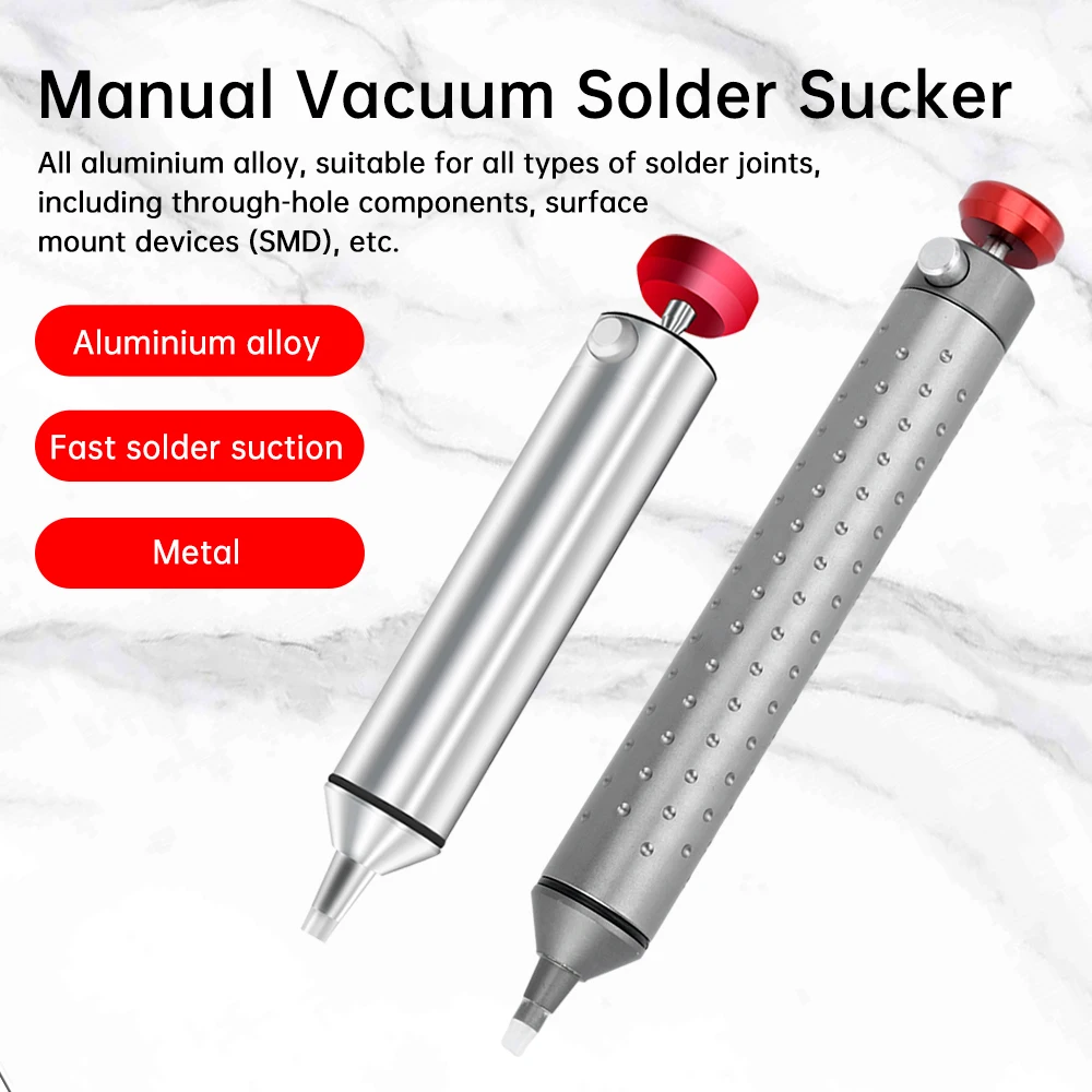 

Metal Tin Absorber Aluminum Solder Sucker Powerful No-Clog Desoldering Pump Soldering Removal Repair Tool Manual Desoldering Tin