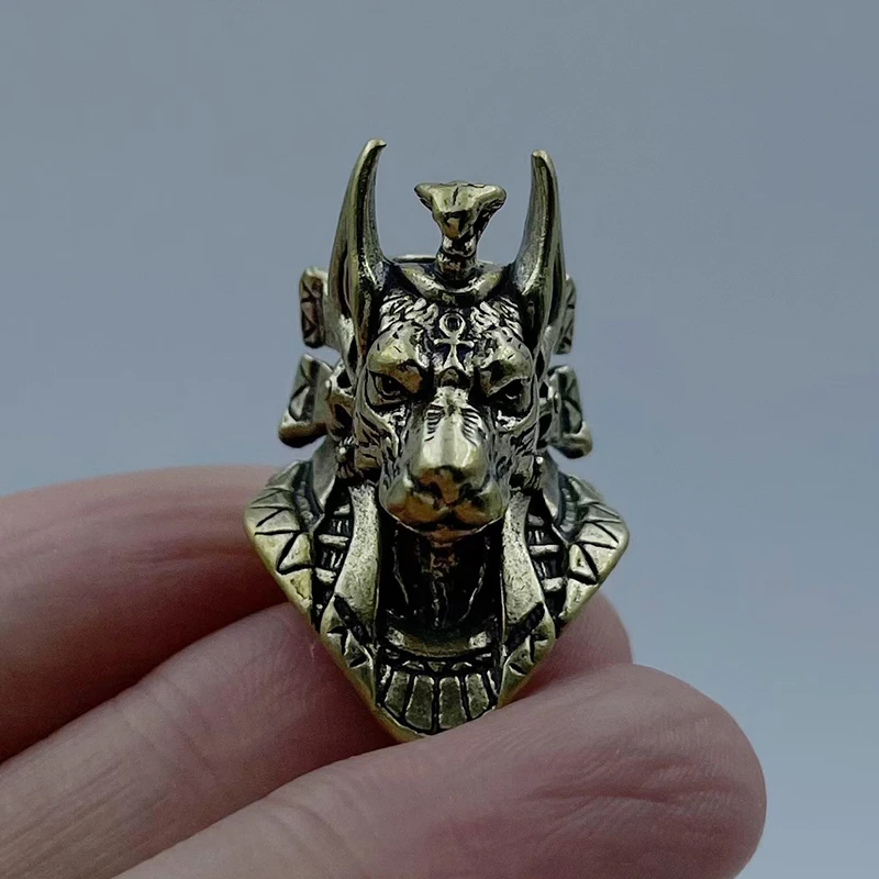 Ancient Egypt Death God Jackal Head Brass EDC Knife Beads DIY  Woven Lanyard Pendants Jewelry Outdoor Accessories