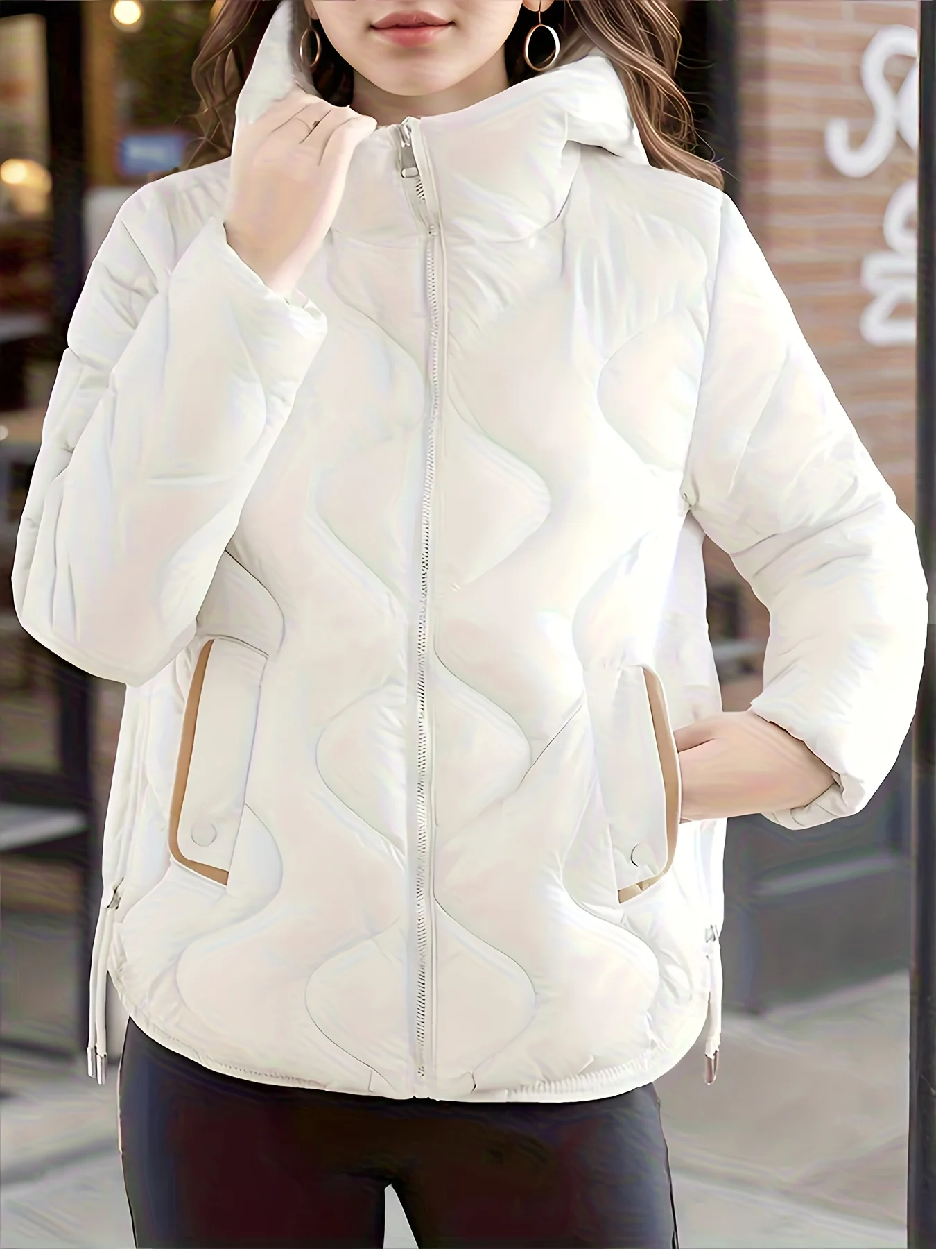 2026 Chaqueta corta de algodón para mujer, brillante y delgada, moderna y elegante, chaqueta de algodón ligera con capucha, abrigo de algodón para mujer