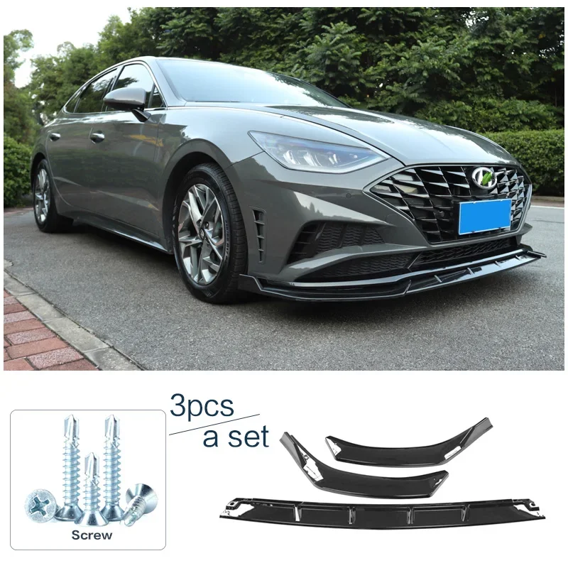 Front Splitter for Hyundai Sonata 10th 2019-2024 Carbon Surface Bumper Skirt Body Kit Lip Spoiler
