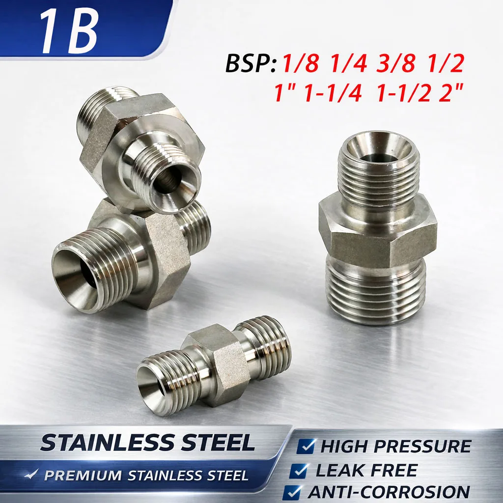 1PCS BSP Male to Male Fitting Stainless Steel 1/8