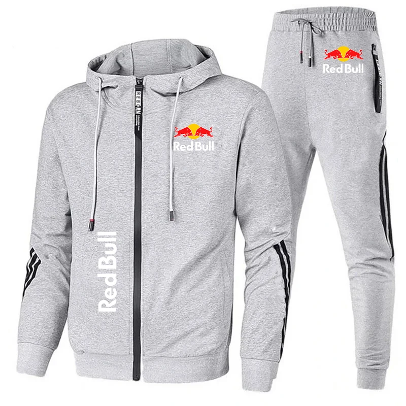 Chándal de 2 piezas con logotipo de Red Bull Racing, ropa deportiva, jersey con cremallera y pantalones, traje de 2 piezas, conjuntos de Sudadera