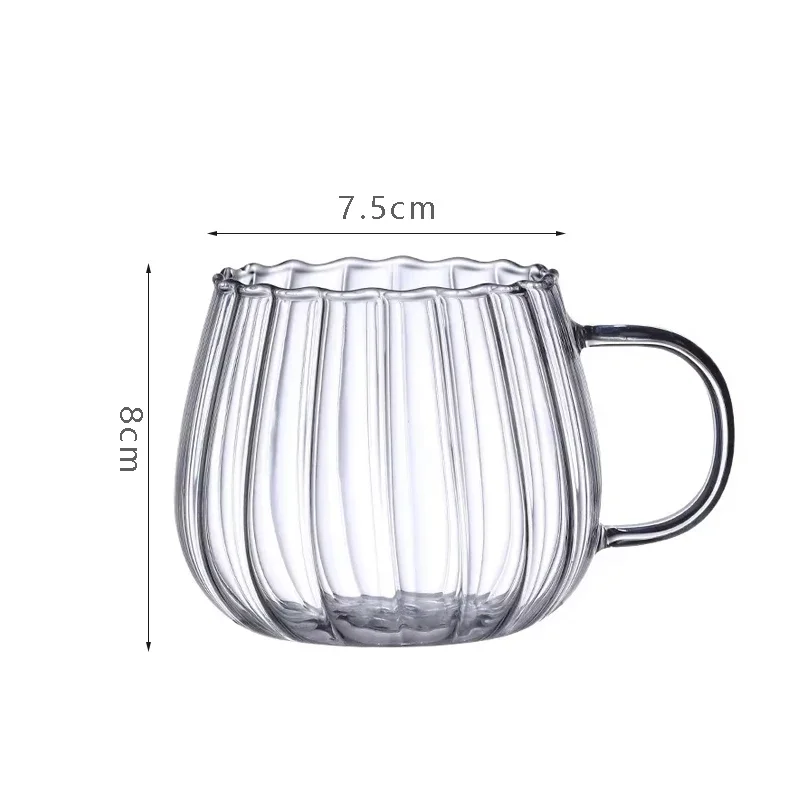 Transparent Glass Cup High Borosilicate Coffee Mug with Handle Heat Resistant Milk Water Cup Breakfast Oat Cup for Office Worker