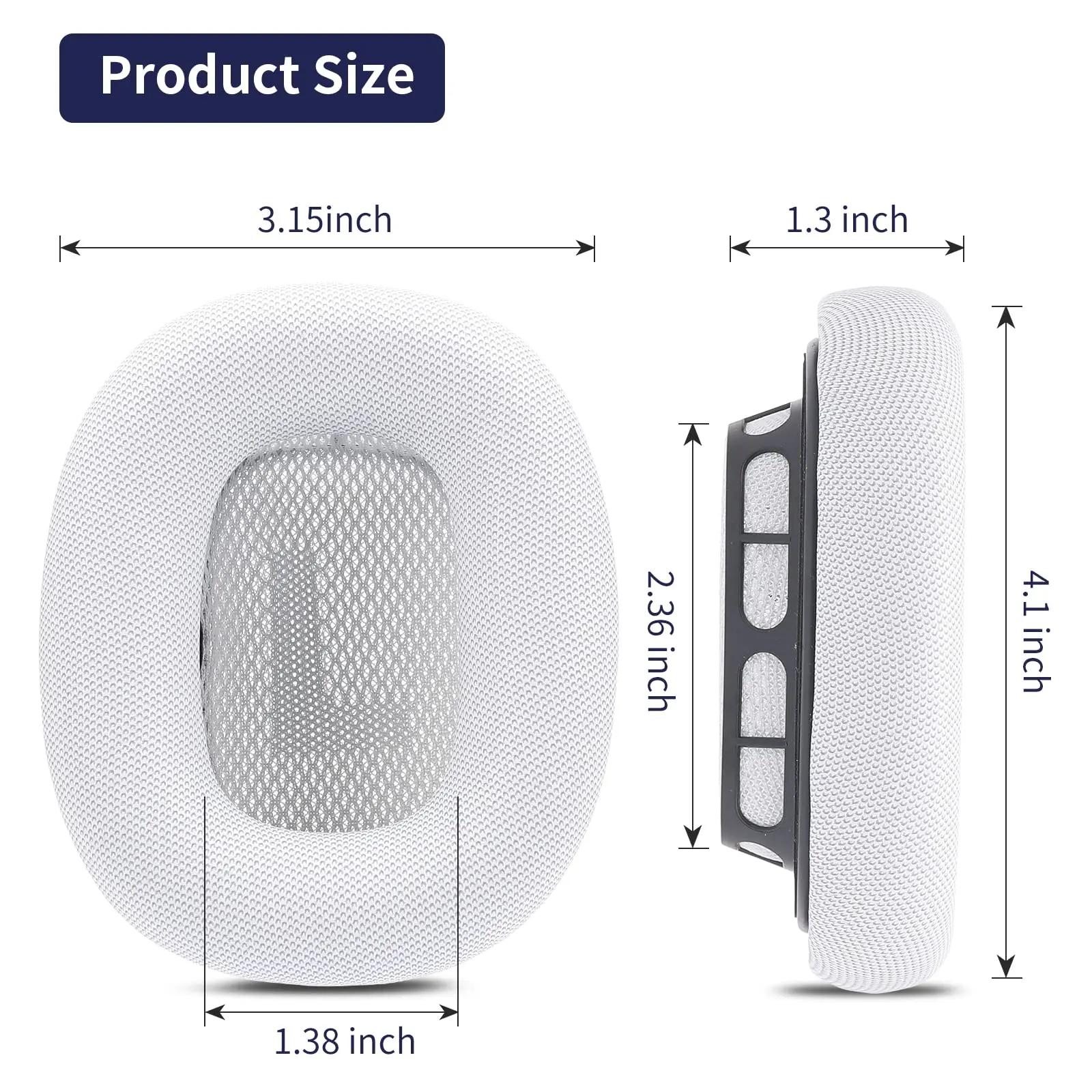 Replacement earpads for Apple airpods max Headphone, Protein Leather Ear Cushion (silver white)
