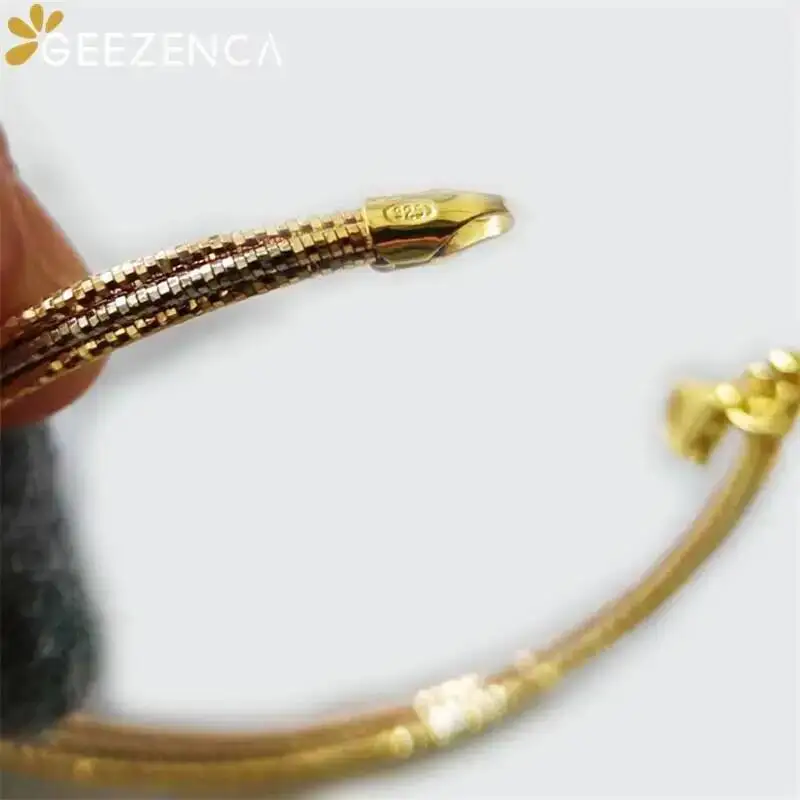 GEEZENCA Real 925 Silver Tricolor Three Strands Bracelets For Women Italian Jewelry Trendy Luxury Multi-loop  Bracelet 2024 New
