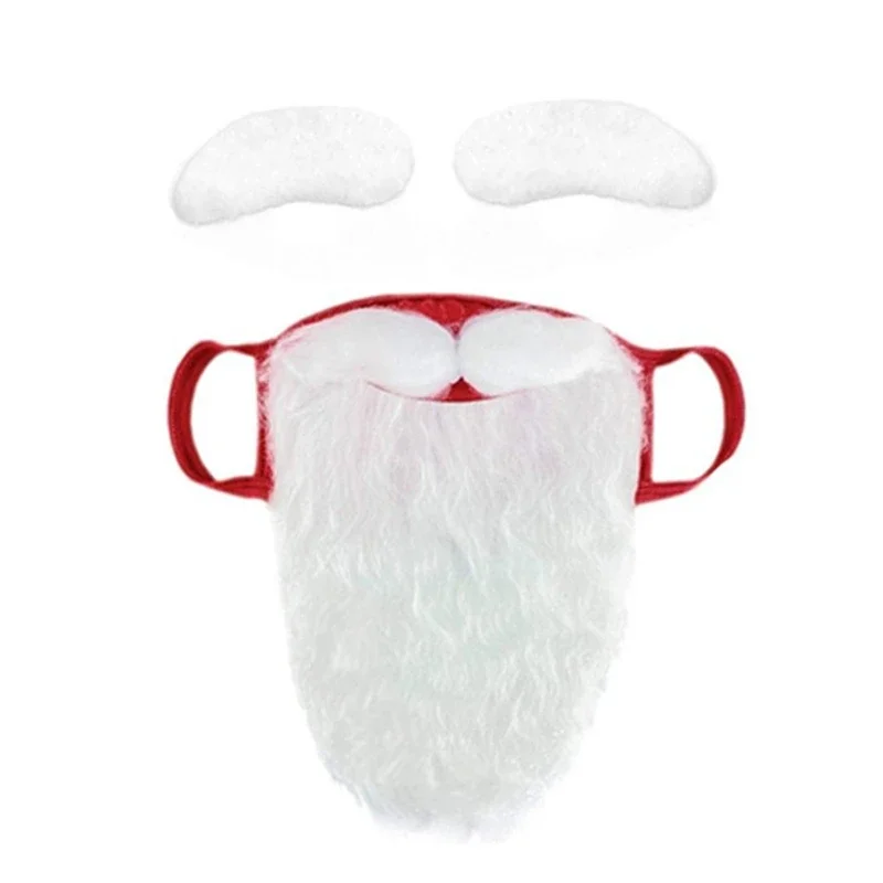 Christmas Party Santa Cosplay Costume Santa Hat Red Scarf White Beard Mask White Eyebrow Gloves Fun Christmas Party Accessory