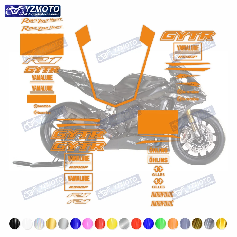 For YAMAHA YZF-R1 YZF R1 GYTR 2015-2019 Motorcycle Parts Fairing Full Vehicle Reflective Waterproof Kit Sticker Decal Decoration