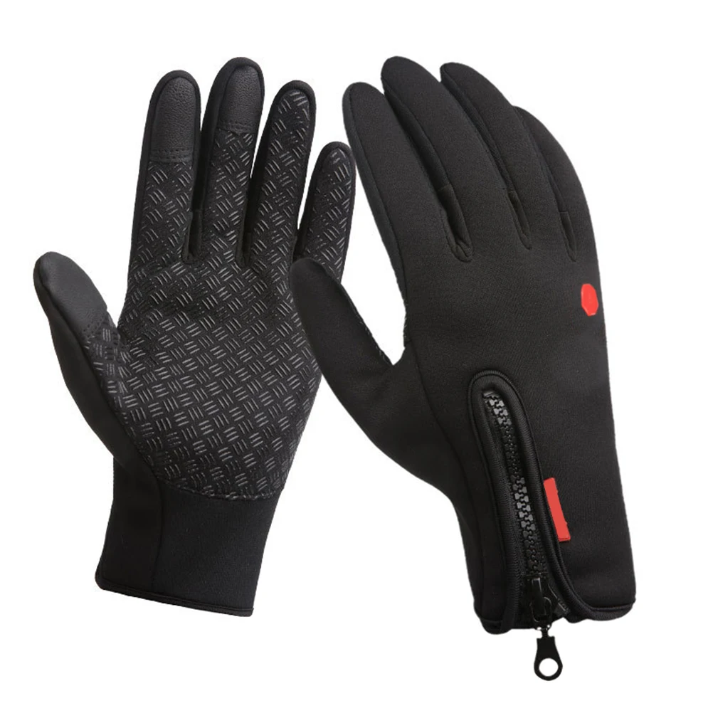 

1 Pair Waterproof Touchscreen Gloves Cycling Anti-Slip Windproof Warm Bike Mitts Adjustable Size Winter Sports Outdoor