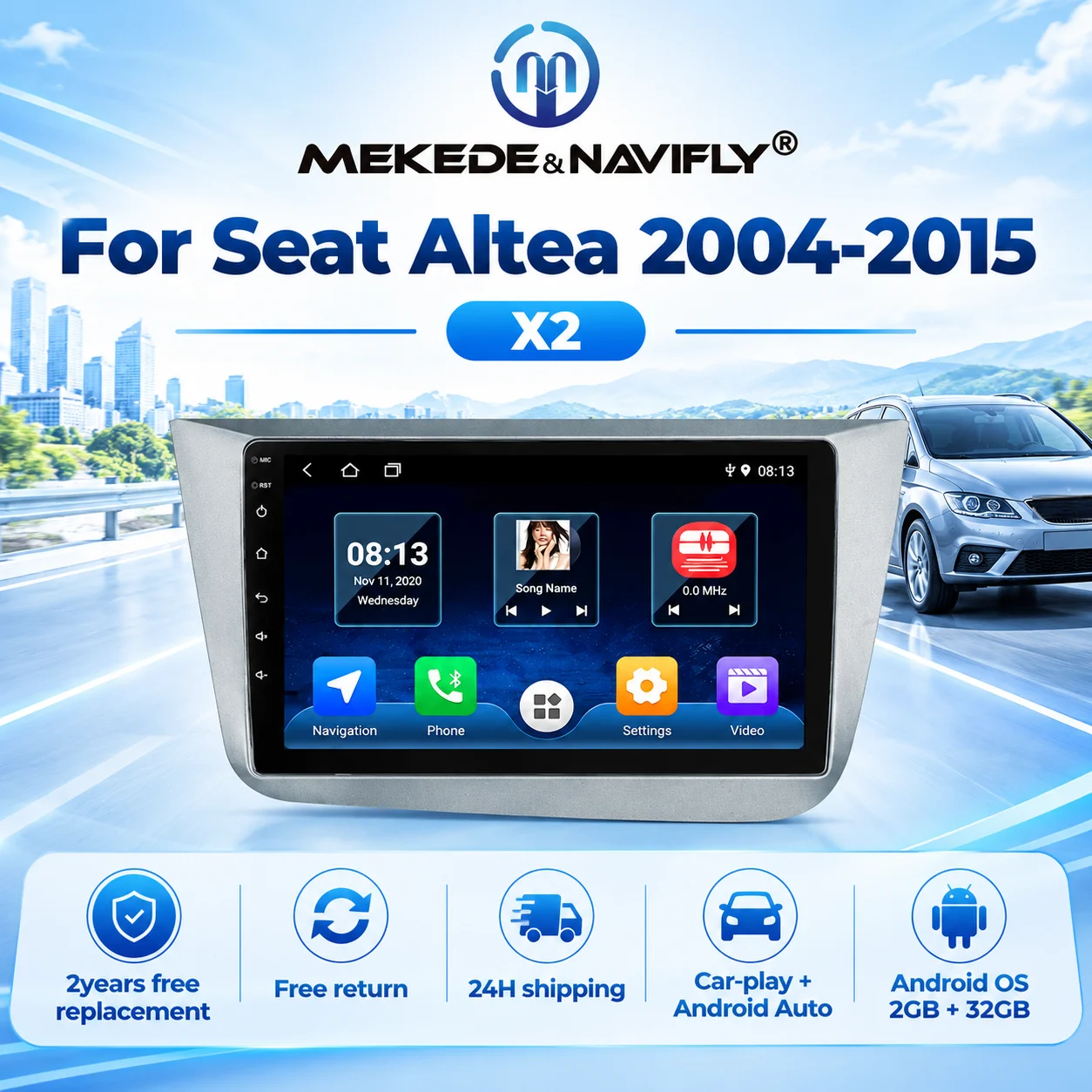 Android OS System Car Radio For Seat Altea XL Toledo 2004-2015 Wireless Carplay Android Auto Multimedia Video Player WIFI BT GPS