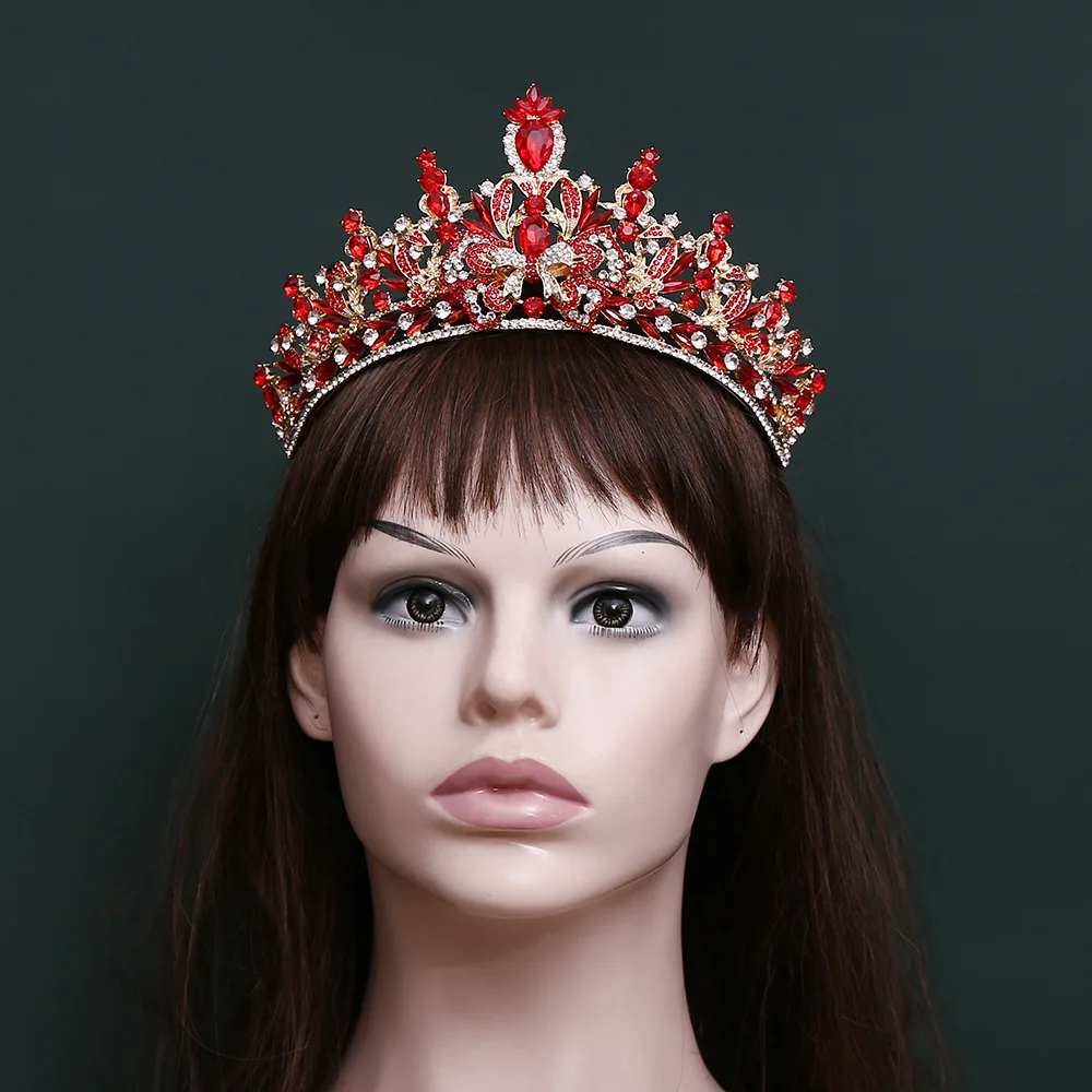 

Американская свадебная корона с полным покрытием стразами, изысканная разноцветная корона в стиле барокко, тиара принцессы на день рождения, свадебные аксессуары