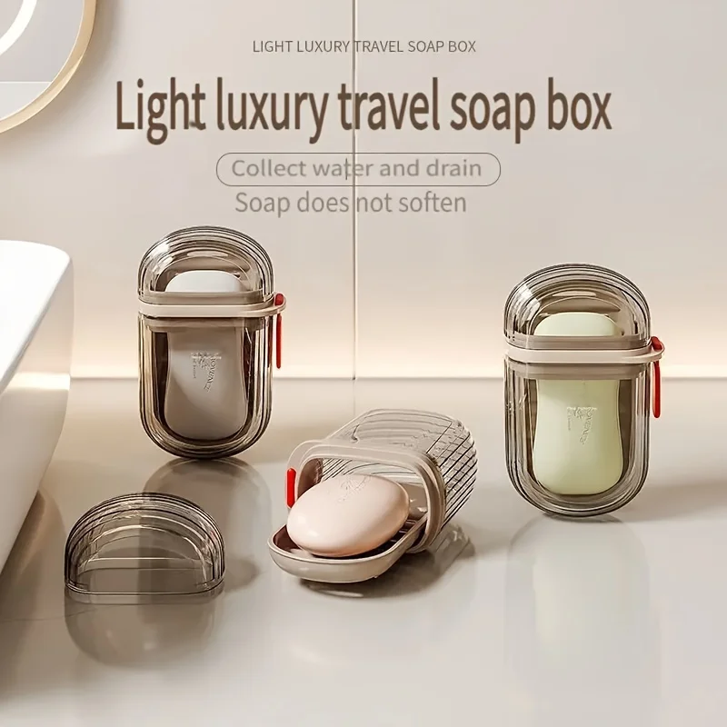 Travel Soap Box with Leak Proof Lid, High Quality Transparent Soap Holder,Open Bottom Drainage,Compact Lightweight Pet Container