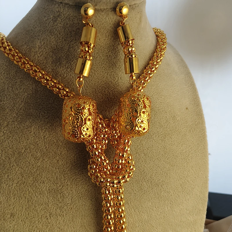 

24K Dubai Ethiopian Gold Color Jewelry sets For women indian African Necklace Earrings wedding Party Bridal Gifts
