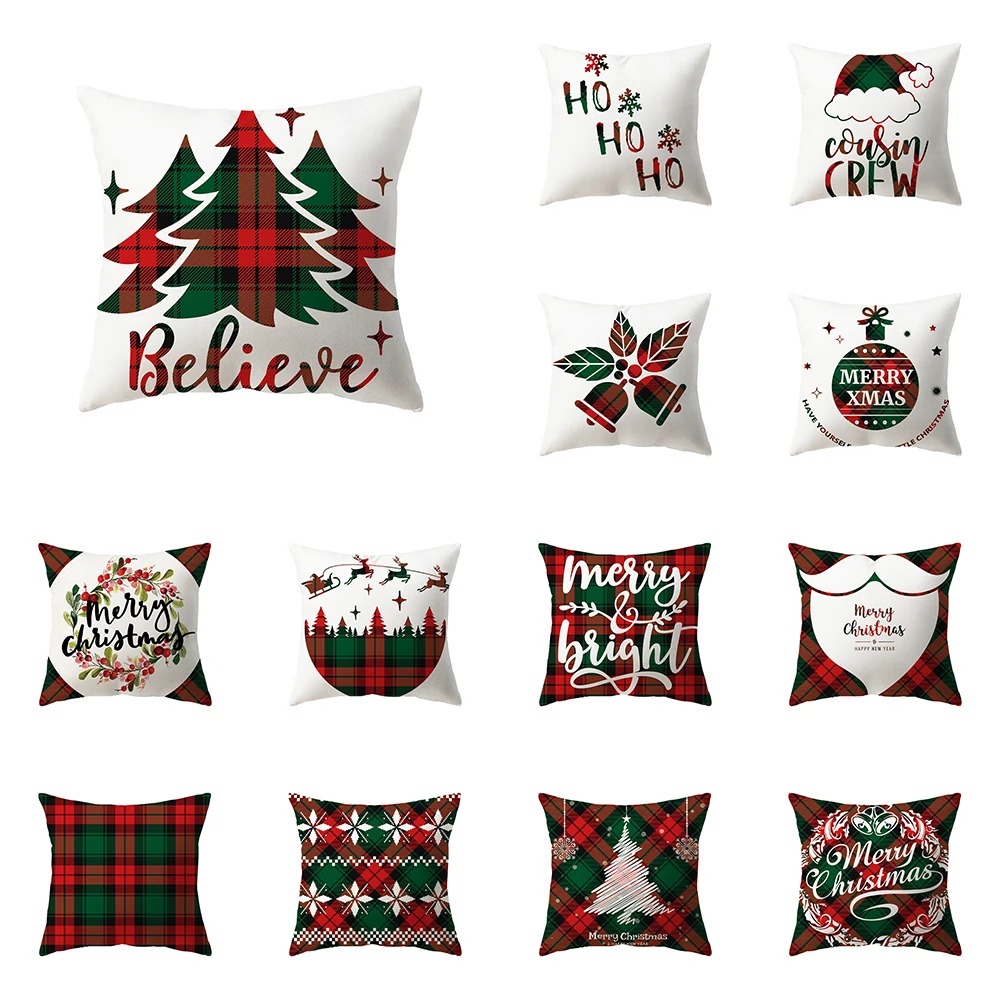 

Christmas Decoration Elk Print Pattern Cushion Cover Home Living Room Sofa Polyester Pillow