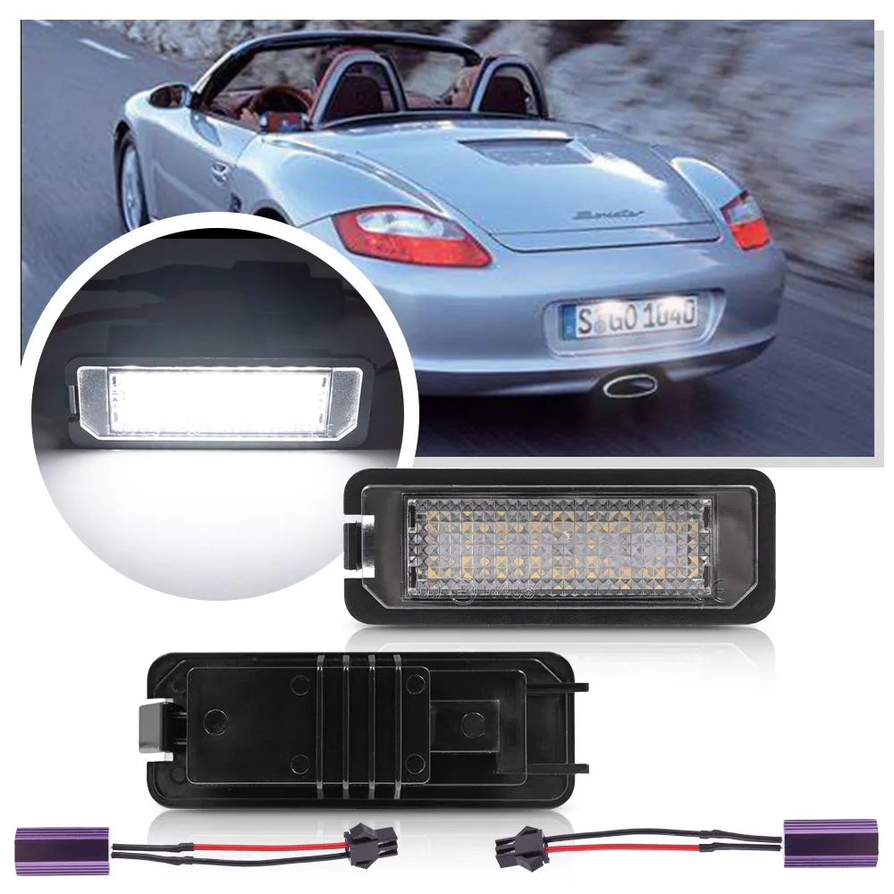 

2x LED License Number Plate Light Kit For Porsche Boxster 987 981 982 Spyder Cayenne 958 92A 911 Carrera 991 996 997 Turbo 980