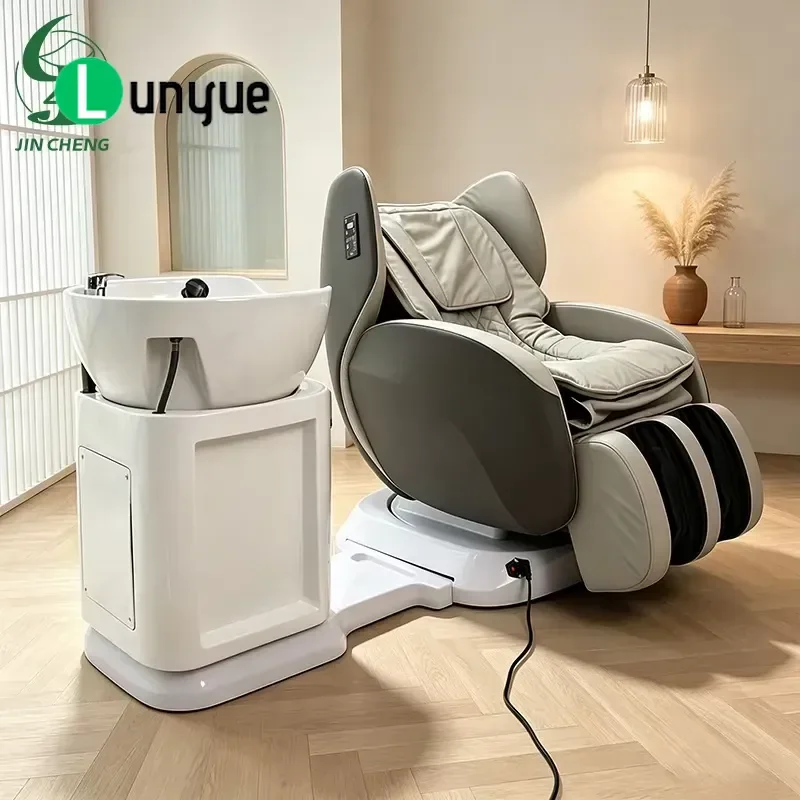 Modern Folding Massage Shampoo Chair Wash Table Set Adjustable Reclining Hair Washing Station for Beauty Spa Barber