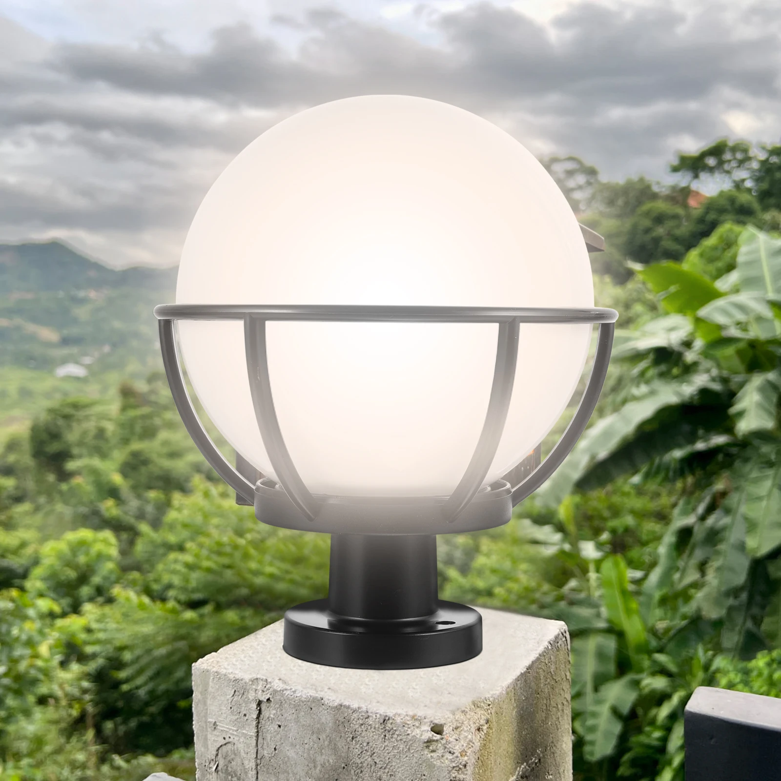

Round Ball Lampshade for Outdoor Post Lights Durable Acrylic Globe Cover Heat Resistant Easy Clean Uniform Illumination Pathway
