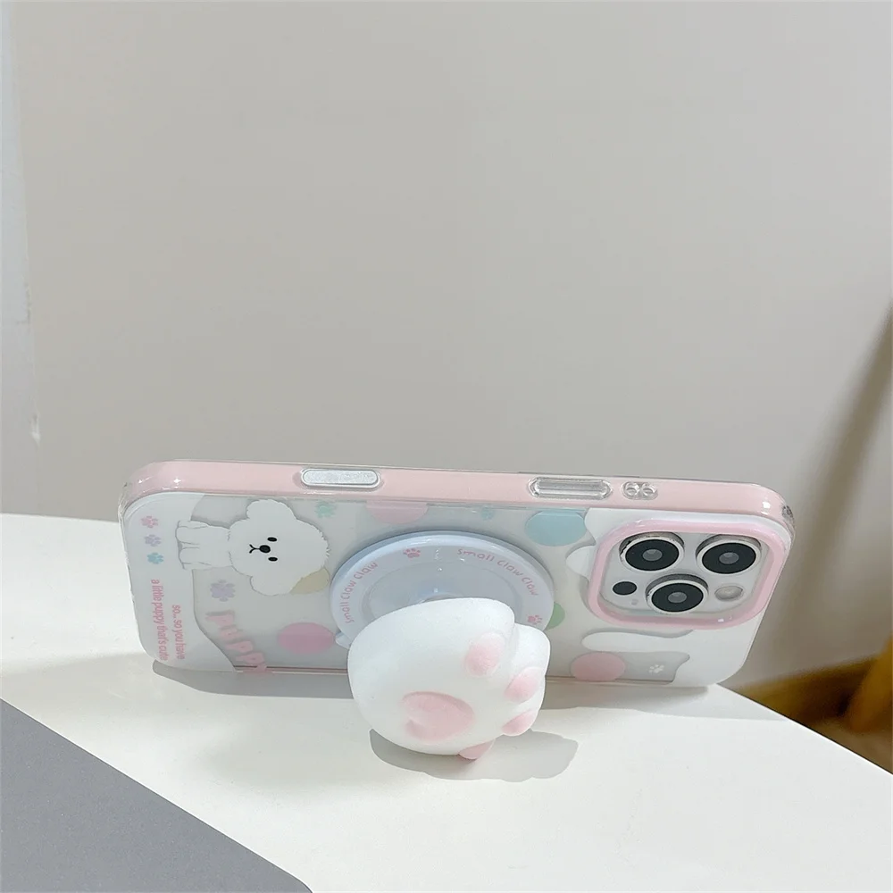 Supporto per cani carino Supporto magnetico personalizzato adatto per Apple iPhone 16 ProMax iPhone 15/14/13 Custodia morbida