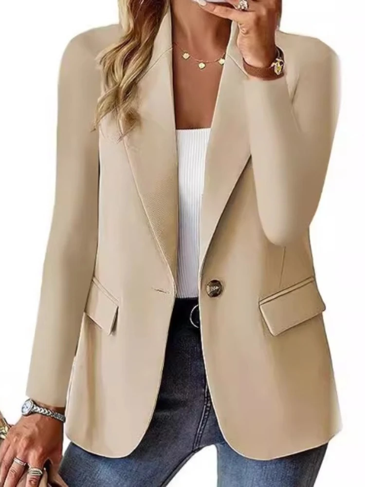 New Autumn Long Sleeved Solid Color  Small Suit for Women Coats Commute Femme Blazer Women Tops Autumn Clothing Business Attire
