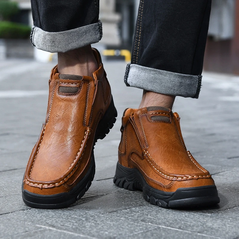 

Мужская кожаная повседневная обувь, дышащие лоферы, противоскользящая мягкая подошва, всесезонные бестселлеры.