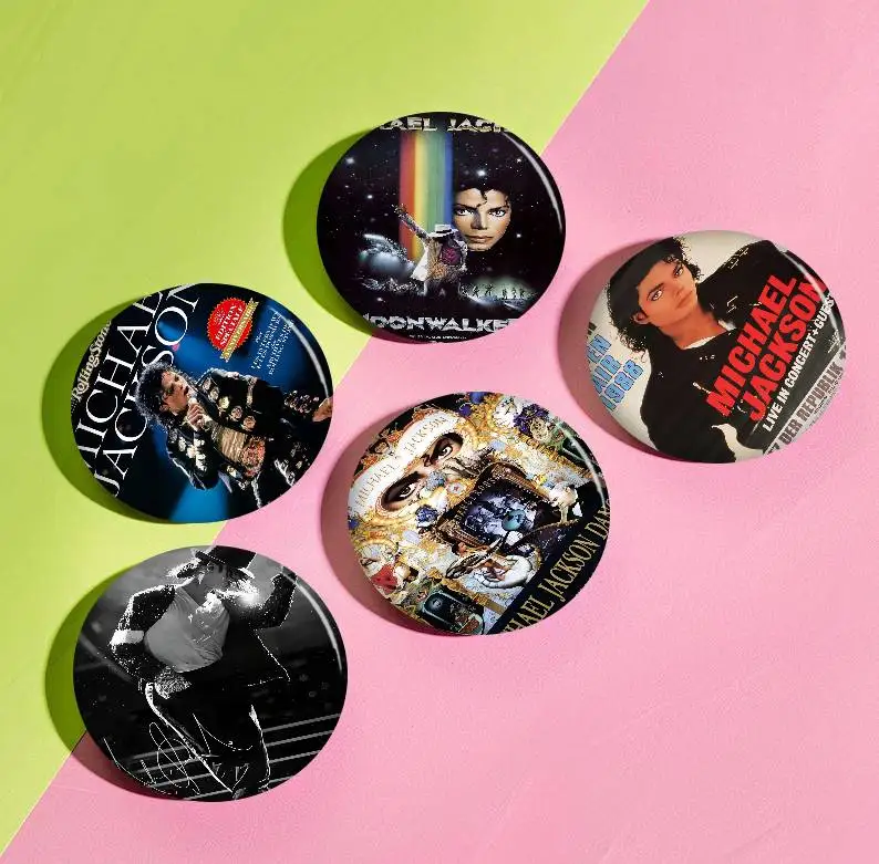 Famous Singer M-Michael J-Jackson Photo Brooches Creative Round Badge Gifts Pins 32/44/58mm
