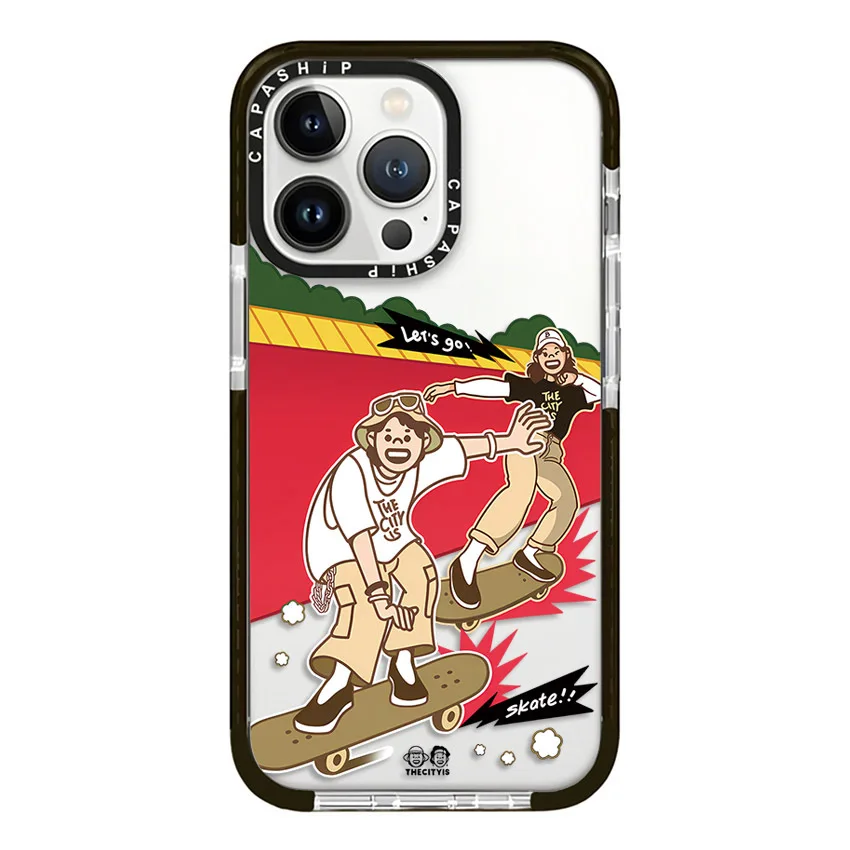 Beijing City Skateboarding Teenager Case For iPhone 16 15 14 13 12 11 Pro X XS XR Max 7 8 Plus SE Soft TPU Shockproof Back Cover