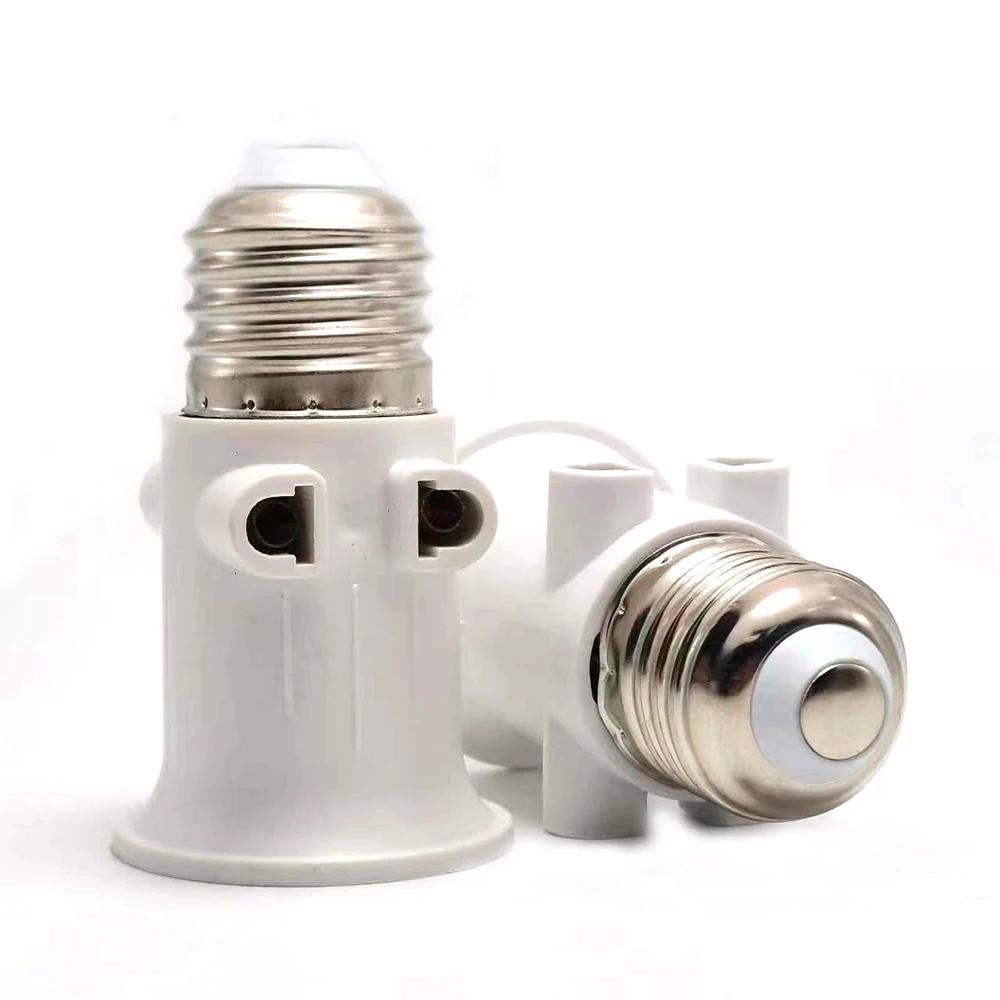 1pcs European EU to E27 LED Bulb Adapter 2EU Plug Converter Base Lamp Holder Screw Light Socket White